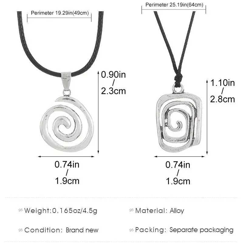 Y2K Spiral Vortex Pendant Necklace for Women Men Vintage Hand-woven Leather Rope Chain Necklace Grunge Jewelry Accessories W250616
