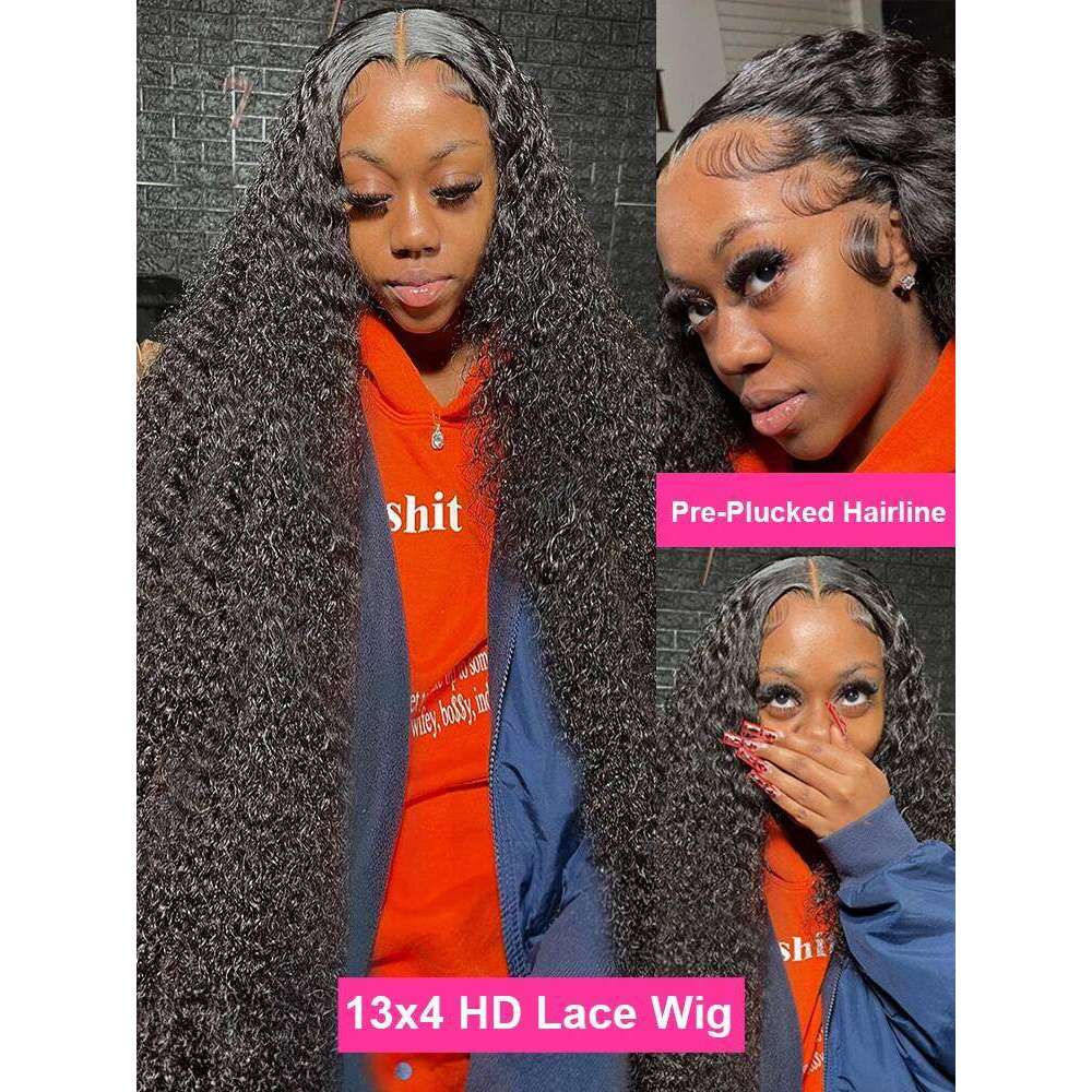 30 40inch Water Curly 13x4 13x6 HD Deep Wave Lace Frontal Wig 360 Full Human Hair Wigs For Women On Sale