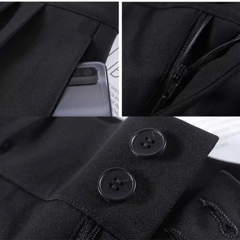 2024 Women Chic Designer Suit Pants Lady Wide Straight Leg Double Button Work Daily Trousers Lady Korean Style High Waist SlacksXJ250616
