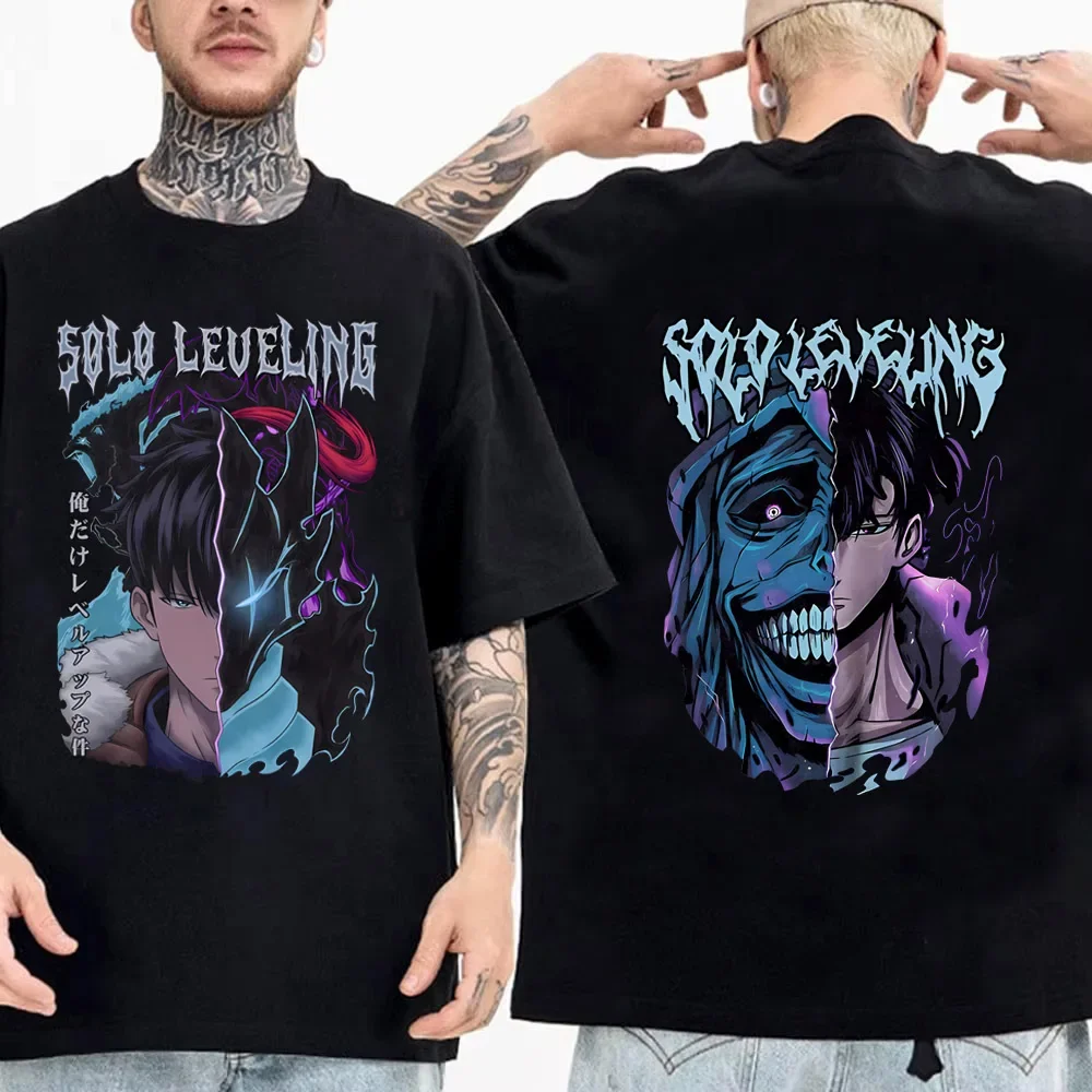 T-shirt Solo Leveling Statue of God Shirt Shirt Tees Anime High Quality Cotton T Shirt Top Streetwear