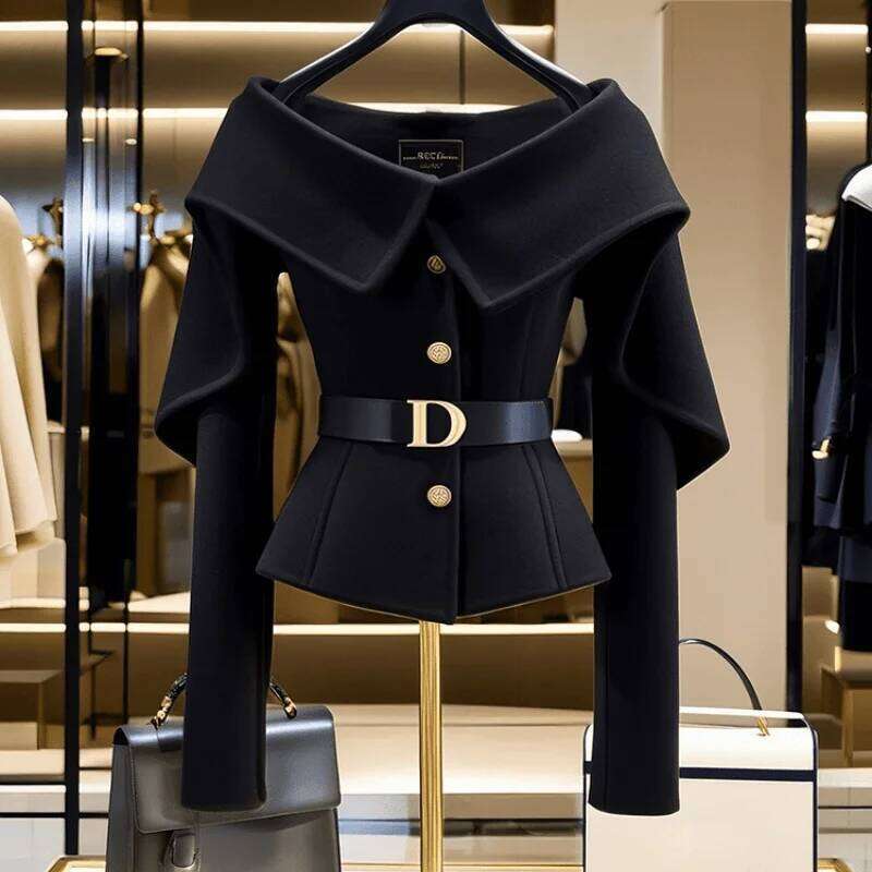 Fashion New For Women Black Long Sleeve Jacket 2024 Spring Autumn Elegant Slim Cardigan Single Breasted Coat Female Tops