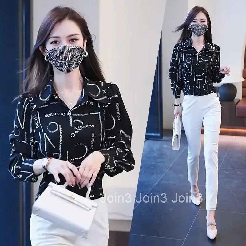 Full Long Sleeve Chiffon Shirts Blouses For Women Summer Luxury Designer Woman Top Clothing Sales Premium Promotion Tall