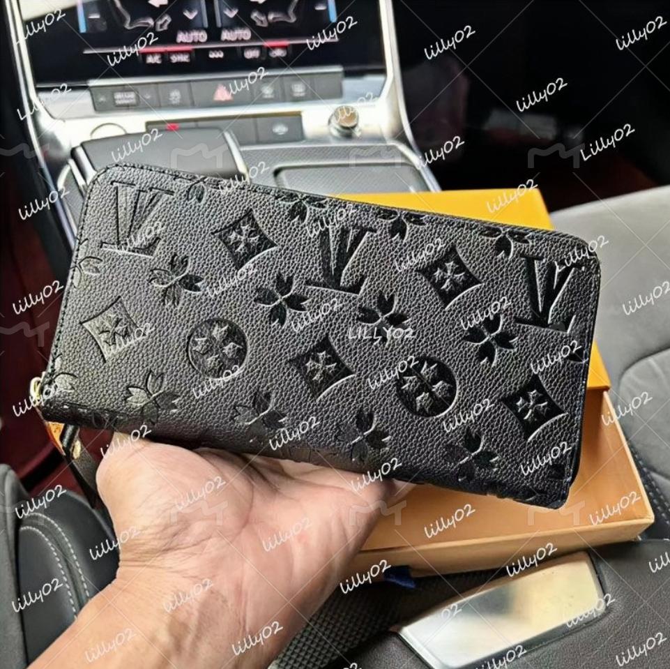 Fashion Bags Women Men wallet Genuine Leather wallet single zipper wallets lady ladies long classical purse with box card 60017