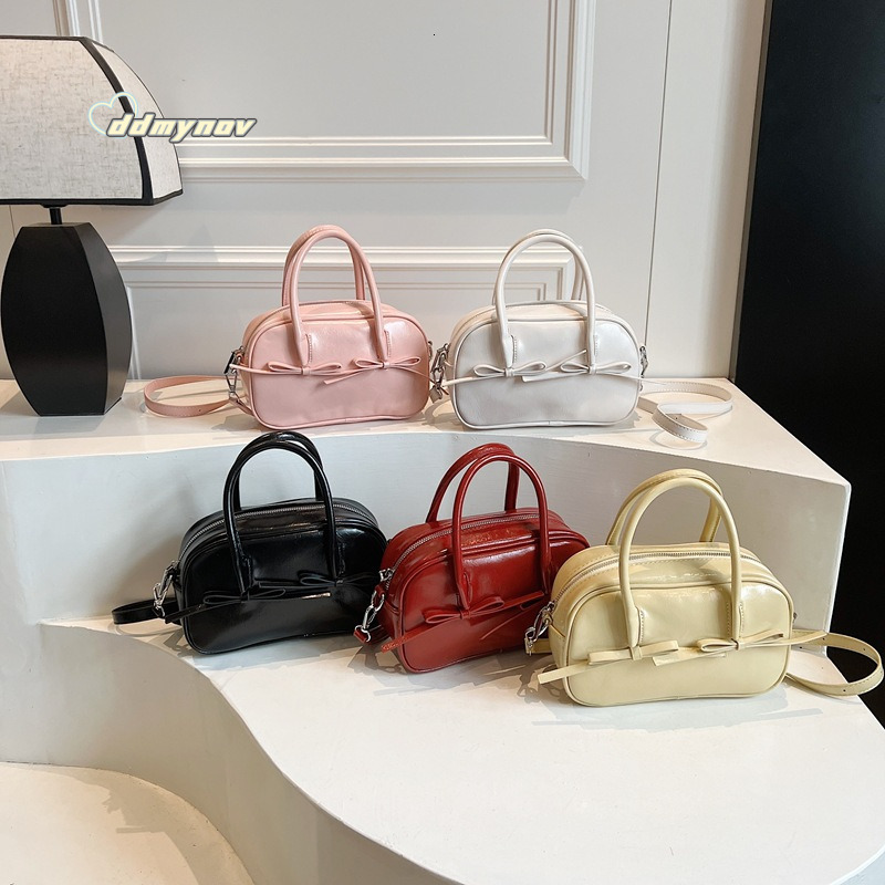 High-End Bowknot Handheld Bowling Ball for Women 2025 Spring New Fashion Commuter Versatile Crossbody Bag Trend ddmynov ddmynov ddmynov ddmynov