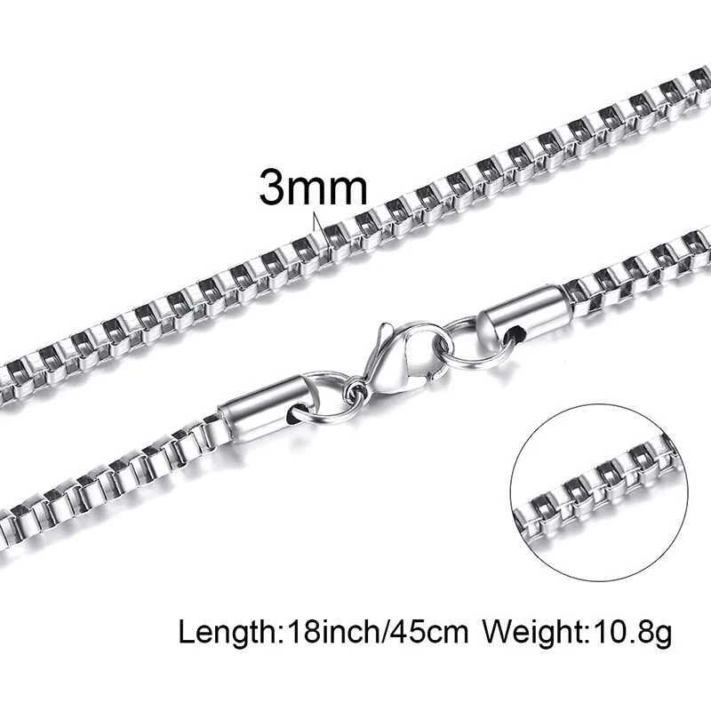 New Arrival Mens Thin Box Chain Necklace 1/2/3MM Stainless Steel Chain Link Collars Gifts Male Jewelry 18 to 24 Inches V250616