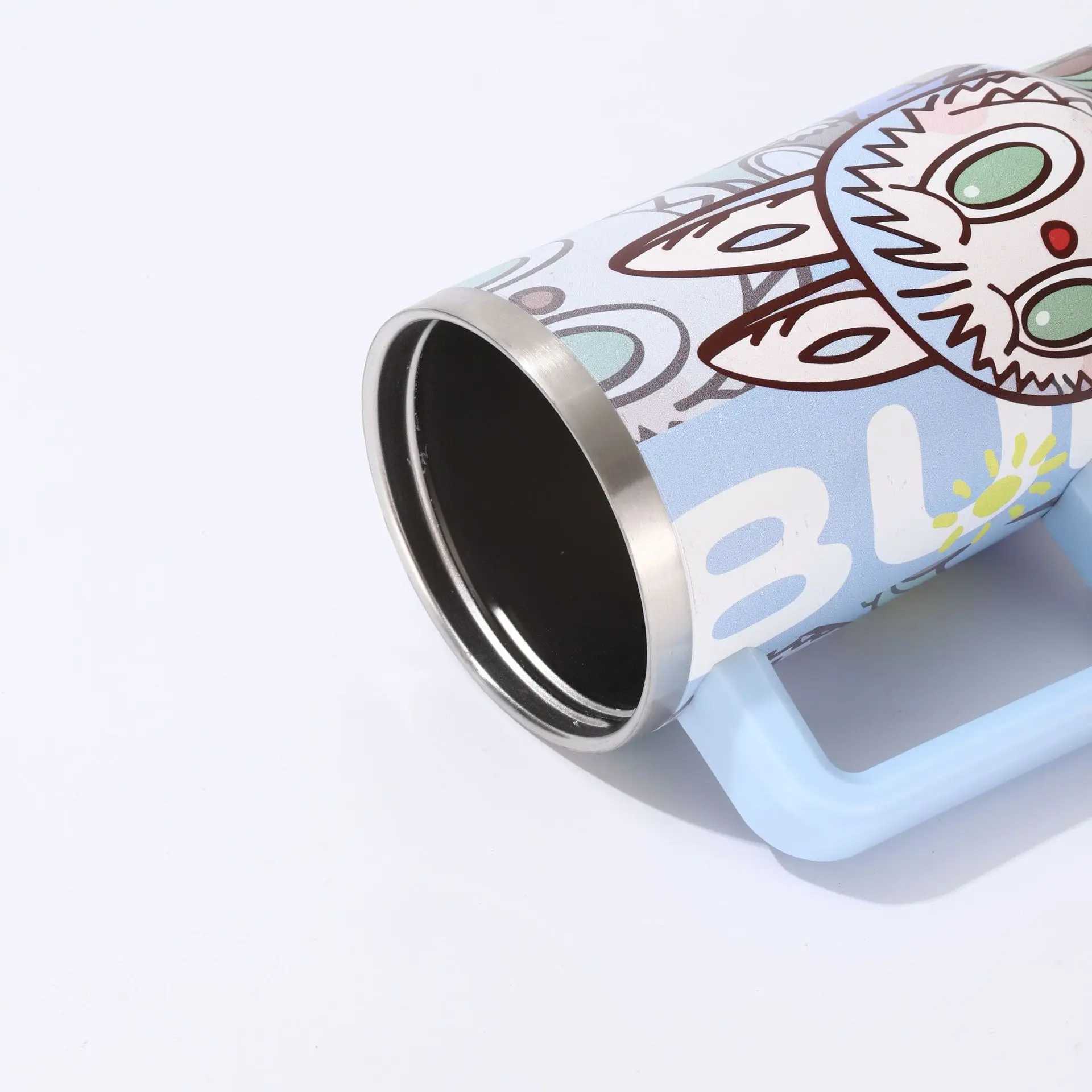 Labubu Cute Cartoon 40oz Stainless Steel Car Cup 304 Portable Ice King Beverage Holder Vehicle Use Kawaii Toy Hobby AccessoriesXJ250616