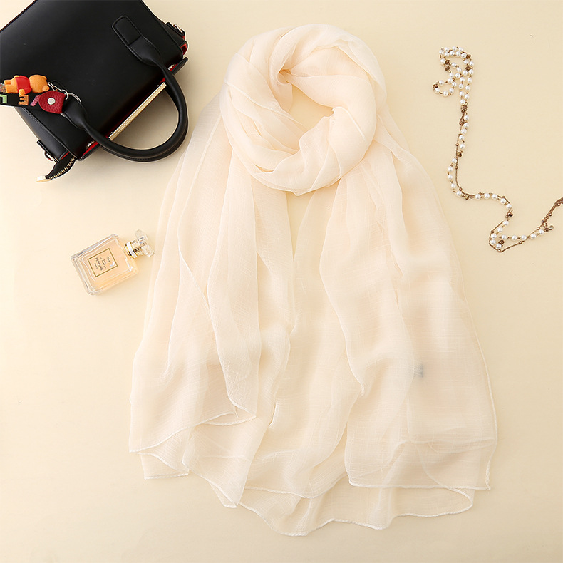 K1038 New beach towel solid color crocodile wrinkled scarf women's outdoor sun protection shawl long imitation silk scarf wholesale