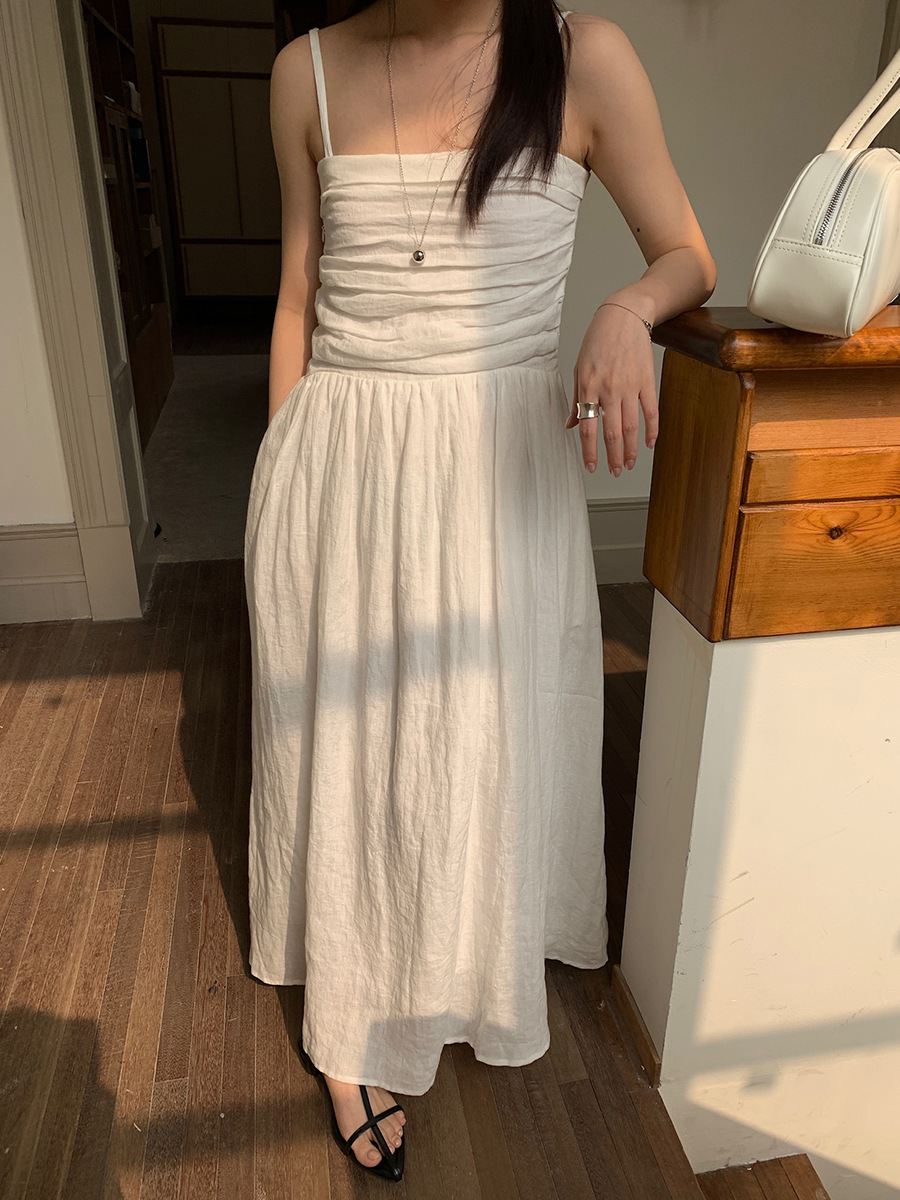 SL160 College Style Loose Lace-up Dress Embroidered Slightly Transparent Long Dress Spring and Summer