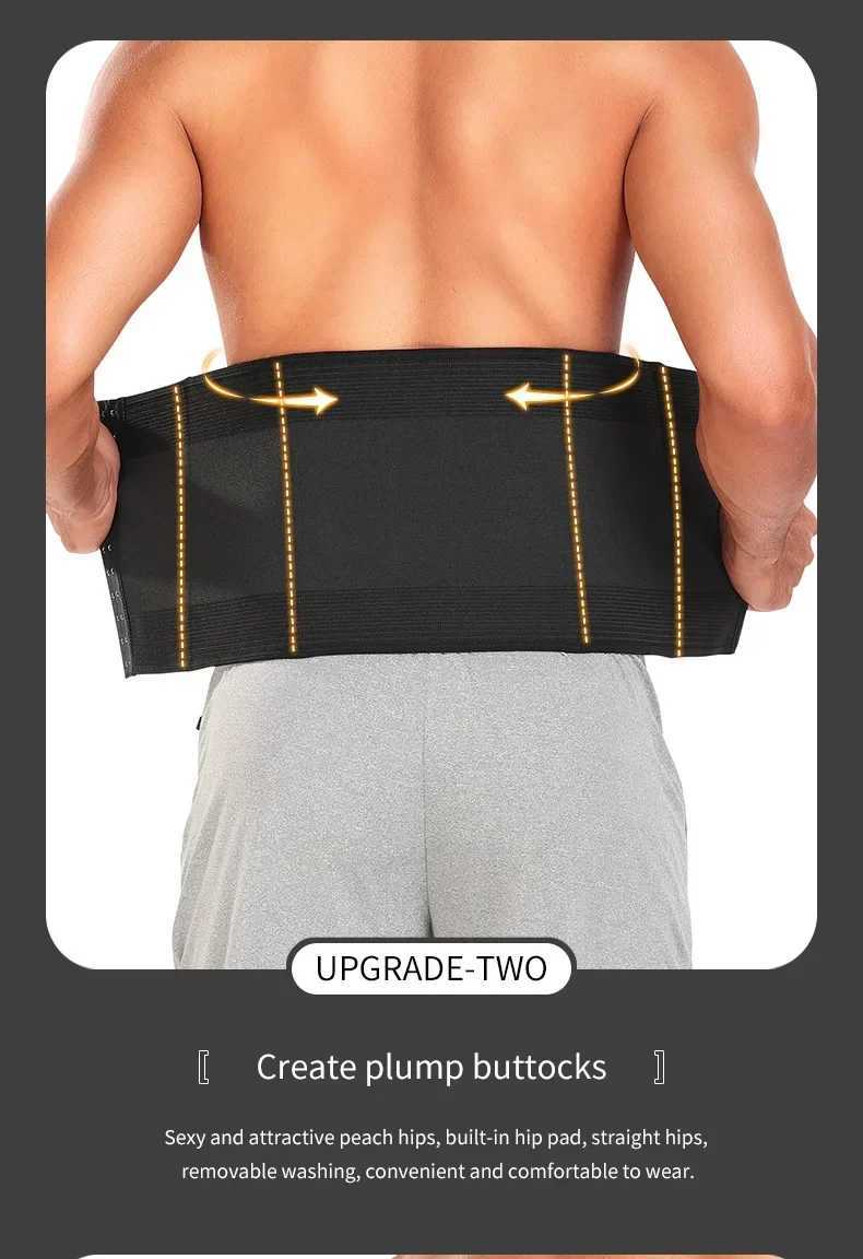 Men Tummy Control Waist Trainer Belt Shapewear Fitness Corset Body Shaper Thigh Breathable Cincher 3 Row Buckles W250616