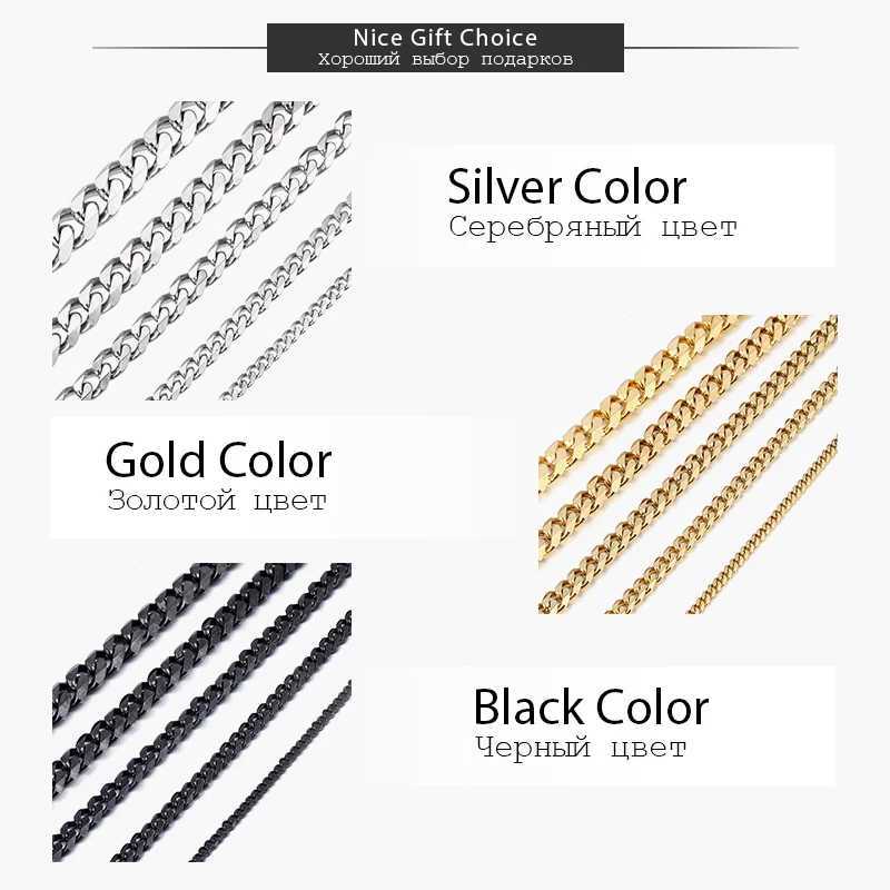 New Arrival Mens Necklaces Chains Stainless Steel Black Gold Silver Color Necklace for Men Women Curb Cuban Jewelry 3/5/7/9/11mm DLKNM08 V250616