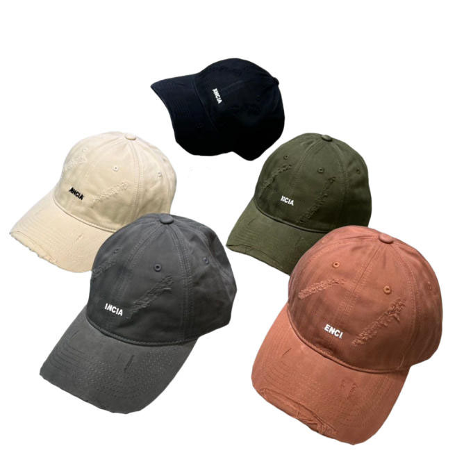 Couple Fashion Broken Hole Designer Ball cap Summer Vacation Travel Letter Printing Candy 5 Colors casquette