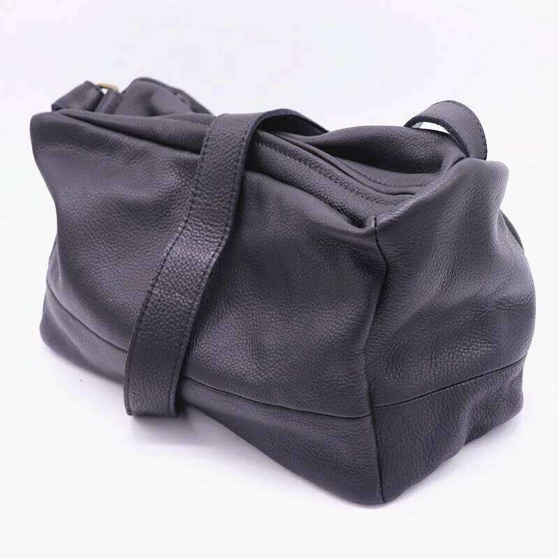 Trend Genuine Soft Leather Messenger Women Shoulder Purse Fashion Black/Coffee Single Horizontal Square Crossbody Tote Bag