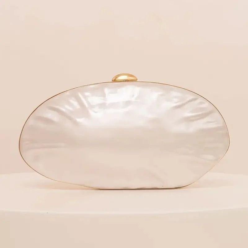 Luxury Shell Clutch Bag Acrylic Pearl White Frame Purse Women Wedding Wallet Female Evening Party Cute Ivory Lady Pro Handbag 250614