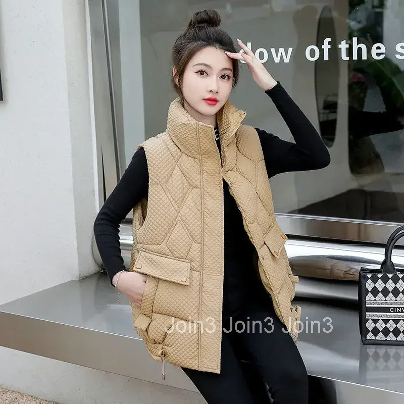 Loose Lady Padded Cotton Giletes Stand Collar Working Insulated Demi-season Womens Vests Casual Classic Elegant New Outerwear