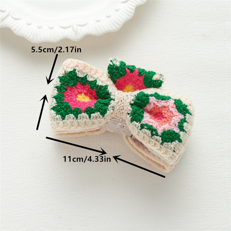 New holiday style knitted bow hair grip flowers fruit hollow women's small fresh grasp clip hair accessories