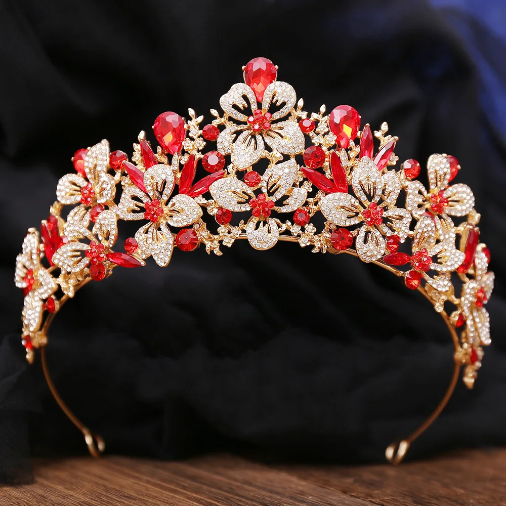 Exquisite Butterfly Floral AB Color Crystal Crown Rhinestone Princess Pageant Diadem Wedding Hair Accessories Tiaras Jewelry 250603