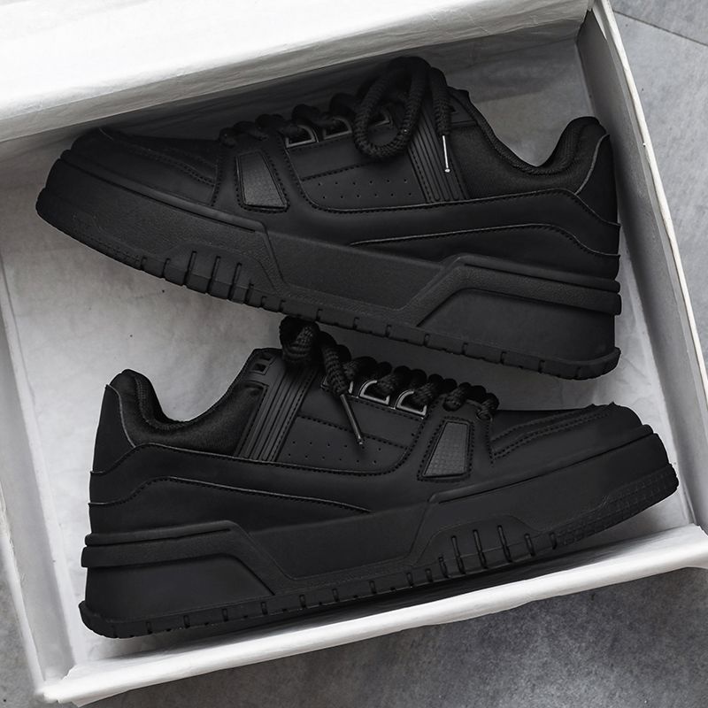 2025 free shipping men's shoes fashion new designer new casual board shoes sports thick soled height increasing shoes white black