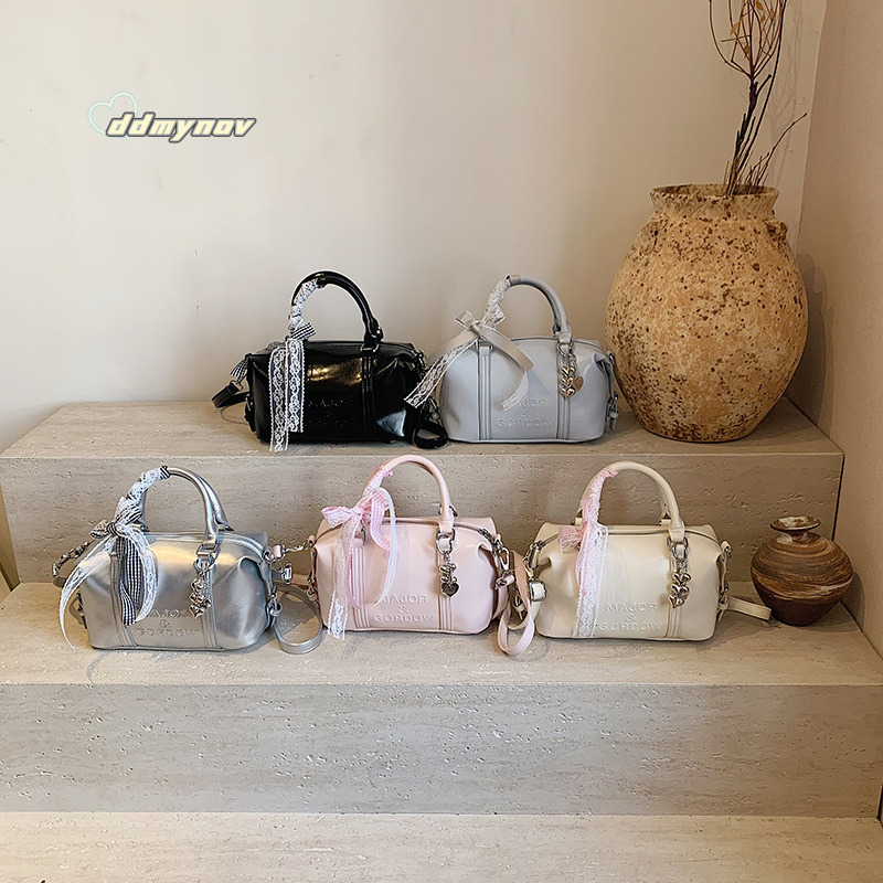 Niche Sweet Style Handheld Boston for Women 2025 Spring New Fashion Solid Color Versatile Shoulder Crossbody Bag ddmynov ddmynov