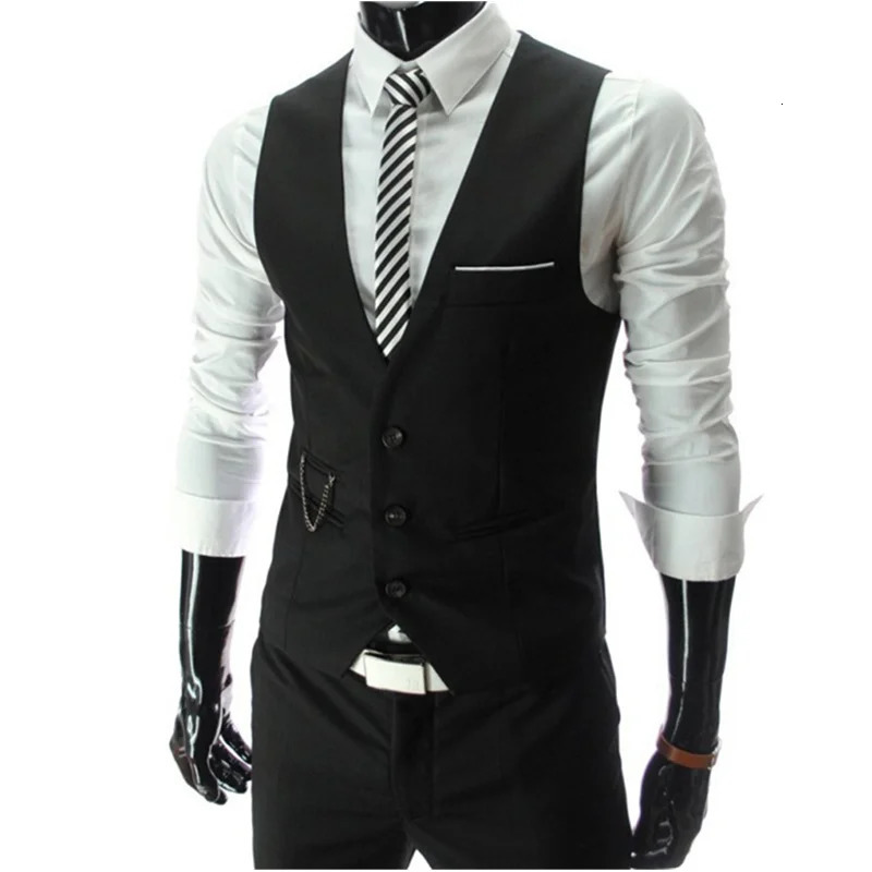 Grey Dress Vests Slim Fit Mens Suit Vest Casual Sleeveless Waistcoat Gilet Homme Formal Business Jacket Male 250614