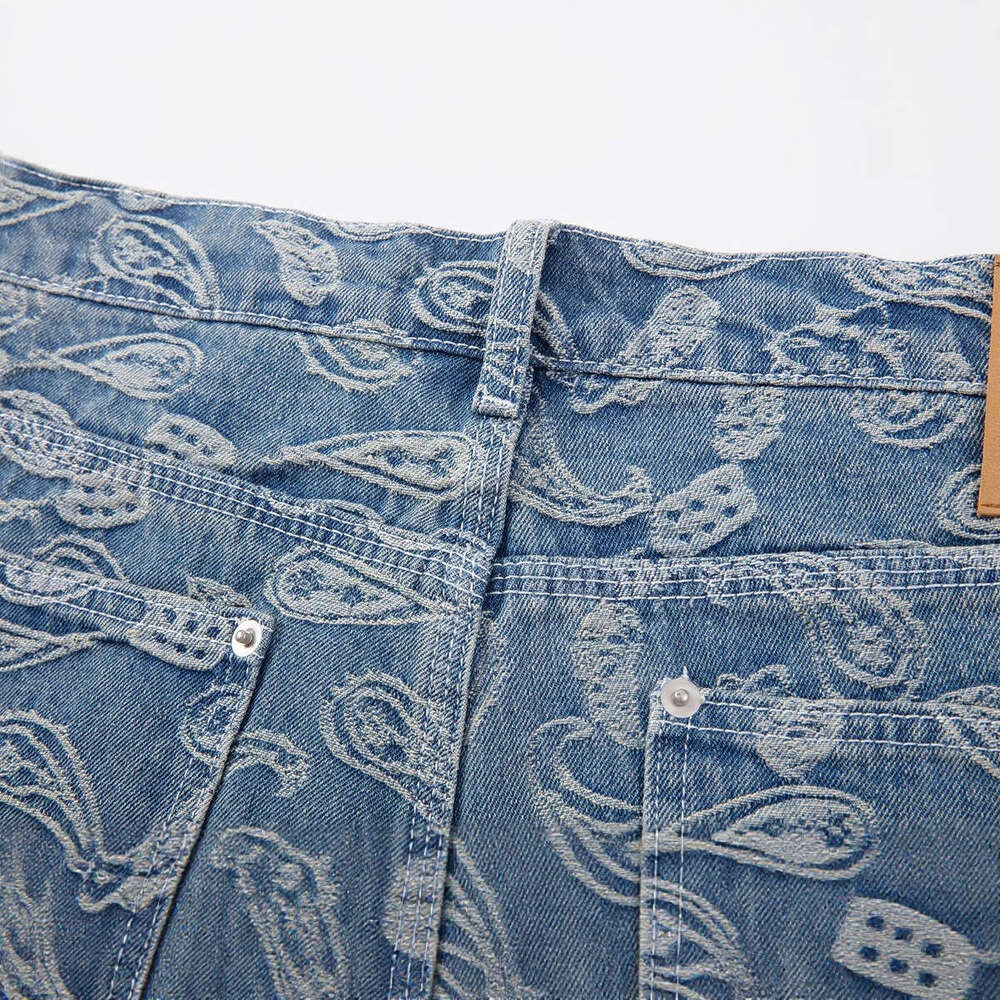 25FW New American High Street Paisley Loose Straight Jeans Men's Trendy Long Pants