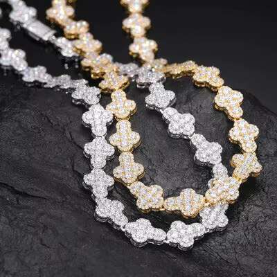 Unisex 10mm Fine Jewelry VVS1 Moissanite Cross Chain 925 Silver Necklace for Women and Men