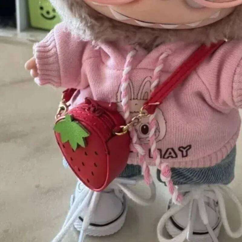 Women's Bags Designer Cute PU Crossbody Strawberry Bag 17Cm Mini Doll's Clothes Outfit Accessories Labubu V1 V2 1/6 BJD Clothing Gift For Ch