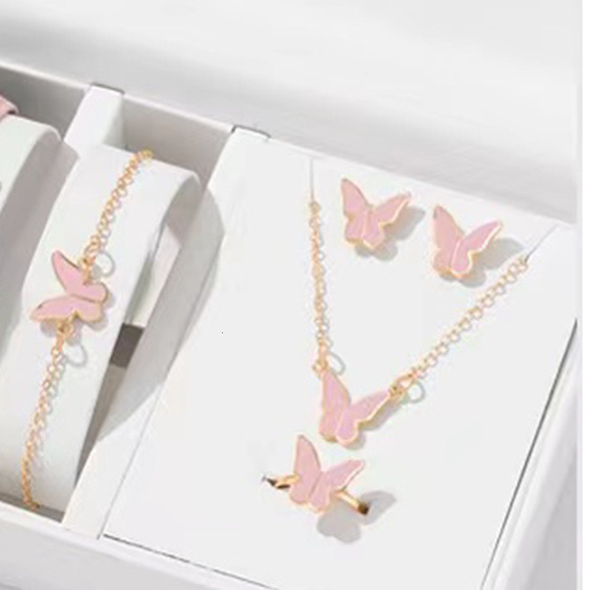 Fashion Love butterfly Necklace Set Alloy Drip Oil Multi Color Womens Necklace for Wholesale Jewelry Shop Wholesales N23039