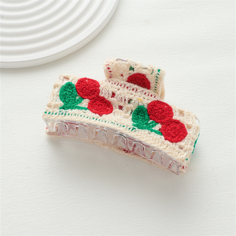 New holiday style knitted hair grip flowers and fruits hollowed out women's small fresh grip clip hair accessories