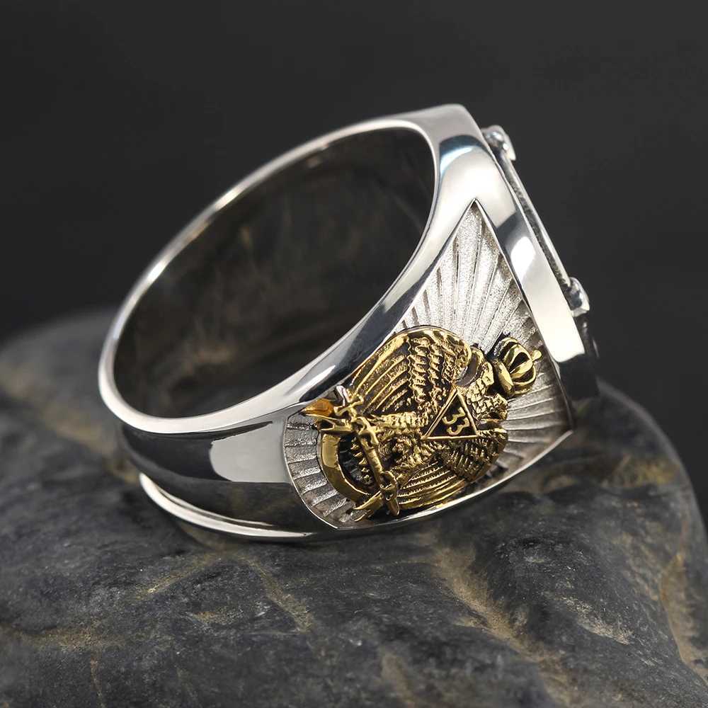 Designer Ancient Masonic All Seeing Eye Sterling Silver Ring Scottish Rite Symbol Jewelry 925 Silver High Quality Textured Meaningful Gift