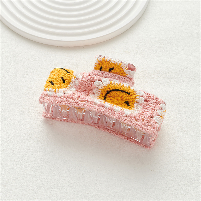 New holiday style knitted hair grip flowers hollow women's small fresh grasp clip hair accessories