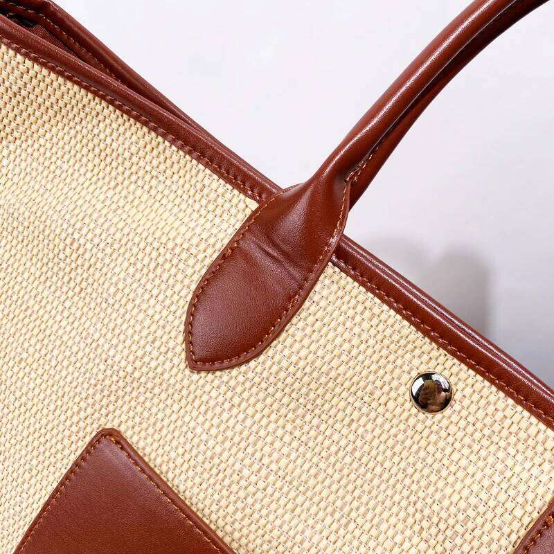 Women's Bags Designer Custom Initials Straw Tote Bags For Women Designer Handbags Purses New In PU Button Large Capacity Underarm Shoulder