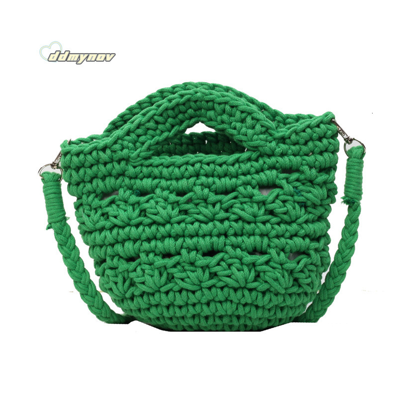 2025 New Large Capacity Women's Artistic Handwoven Hollow Bucket Beach Simple Crossbody Bag ddmynov