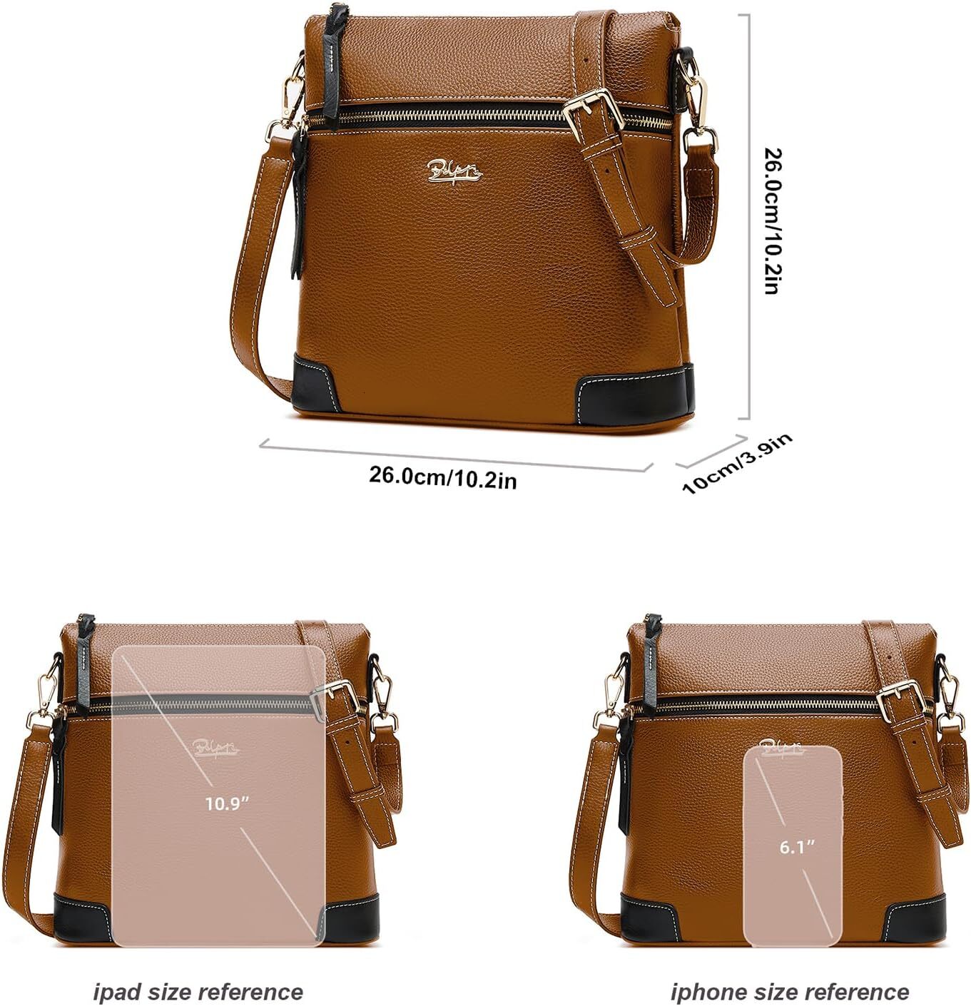 Genuine Crossbody Bag Women: Medium Leather Shoulder Purse - Trendy Handbag Travel Adjustable Strap