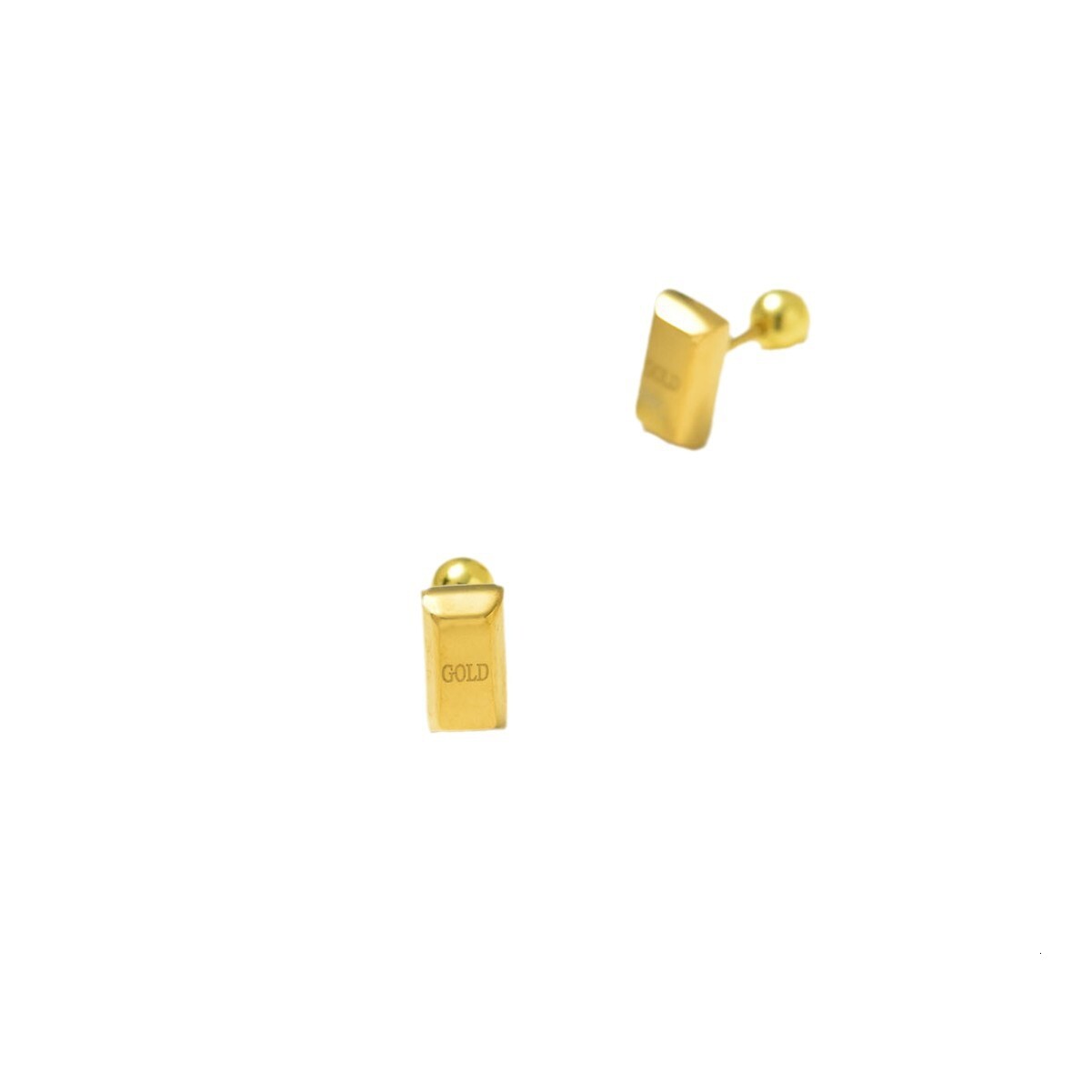 Fashion Light Style Unique Design Small Gold Brick Square Earrings for Women Titanium Steel Non-Fading Ear Jewelry