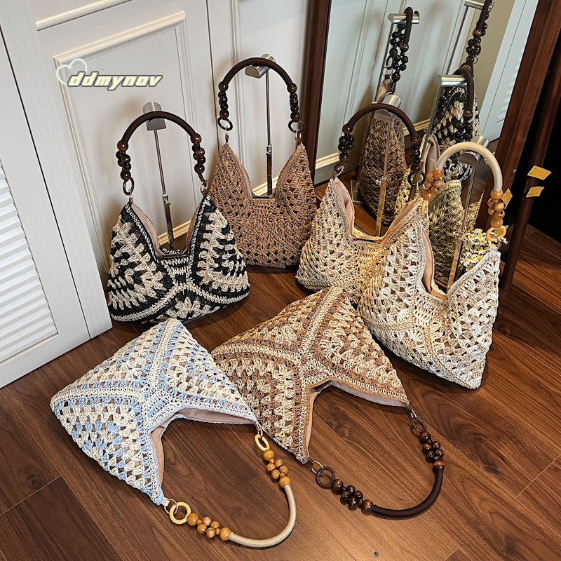 Summer Beach Vacation Woven Tote Bag for Women New Large Capacity Niche Hollow Versatile Shoulder Handbag ddmynov ddmynov ddmynov
