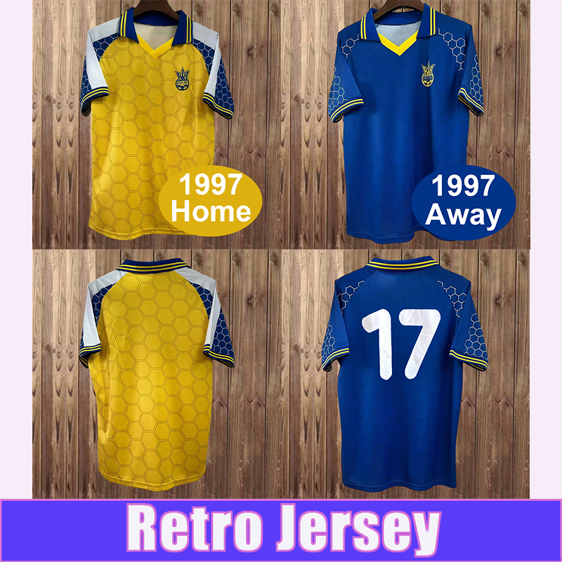1997 Ukraine Mens Retro Soccer Jerseys ZABARNYI KONOPLYA BONDAR VANAT Home Away Vintage Football Shirt Short Sleeve Adult Uniforms