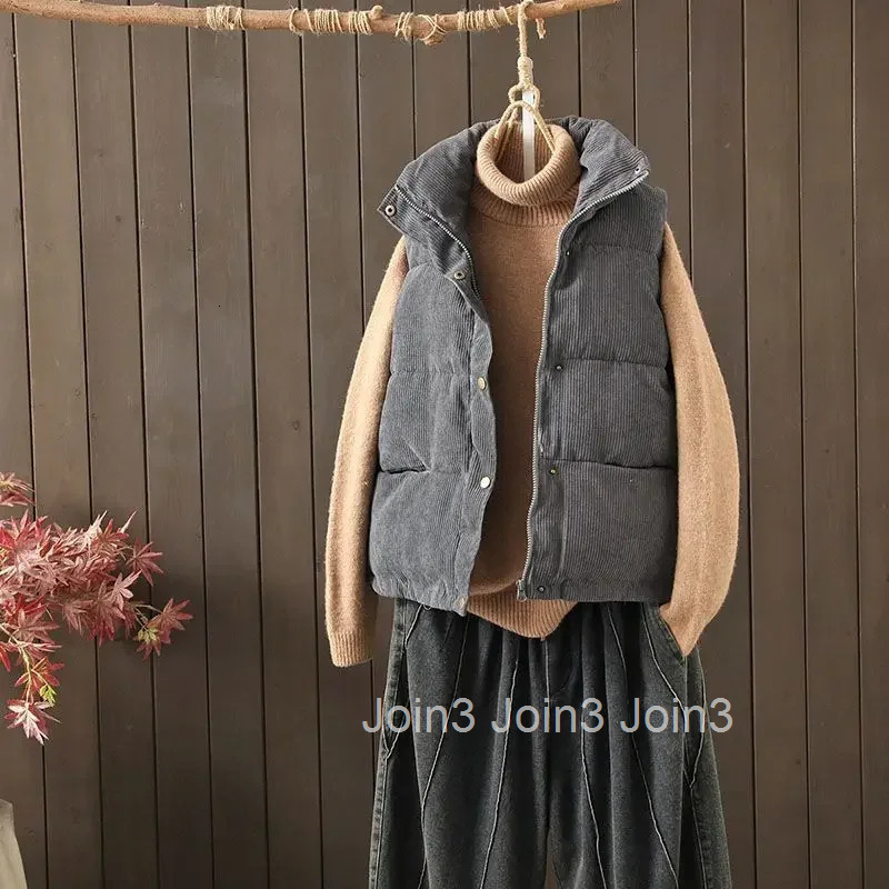 Short Loose Half Lady Giletes Winter Clothing Pretty Korean Style Trend 2025 Womens Corduroy VestsWorking Youthful Warm Cold
