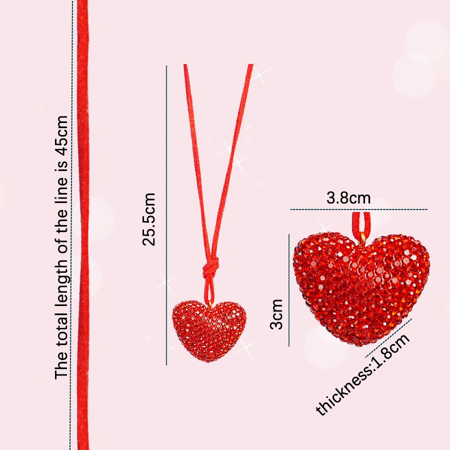 Fashion girls car pendant with diamonds love heart shiny exquisite adjustable car rear-view mirror pendant ornaments accessories couple