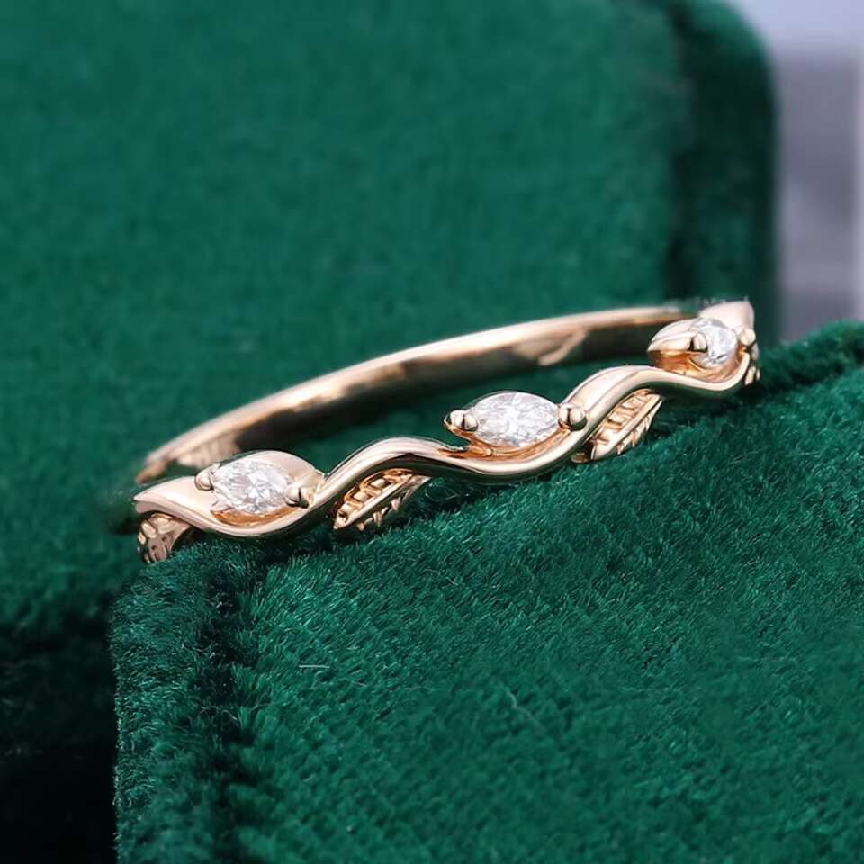 Luxury Fine Jewelry Wavy Marquise Moissanite Half Eternity Band for Wedding and Engagement Gifting Options