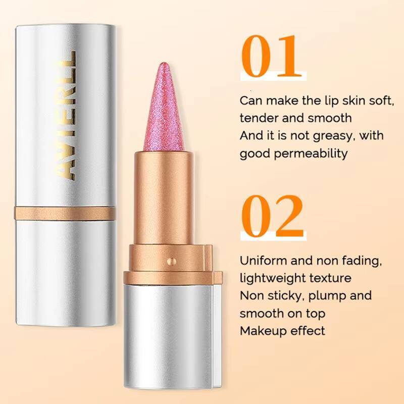 8 Colors Tapered Glitter Shiny Metallic Pearlescent Lip Tint Lipliner Lasting Waterproof Easy Color Diamond Lipstick happy
