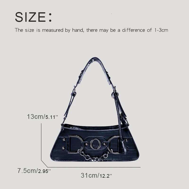 Women's Bags Designer Moto & Biker Bags For Women Designer Handbag Purse New In PU Crocodile Pattern Rivet Letter Chain Y2k Small Shoulder