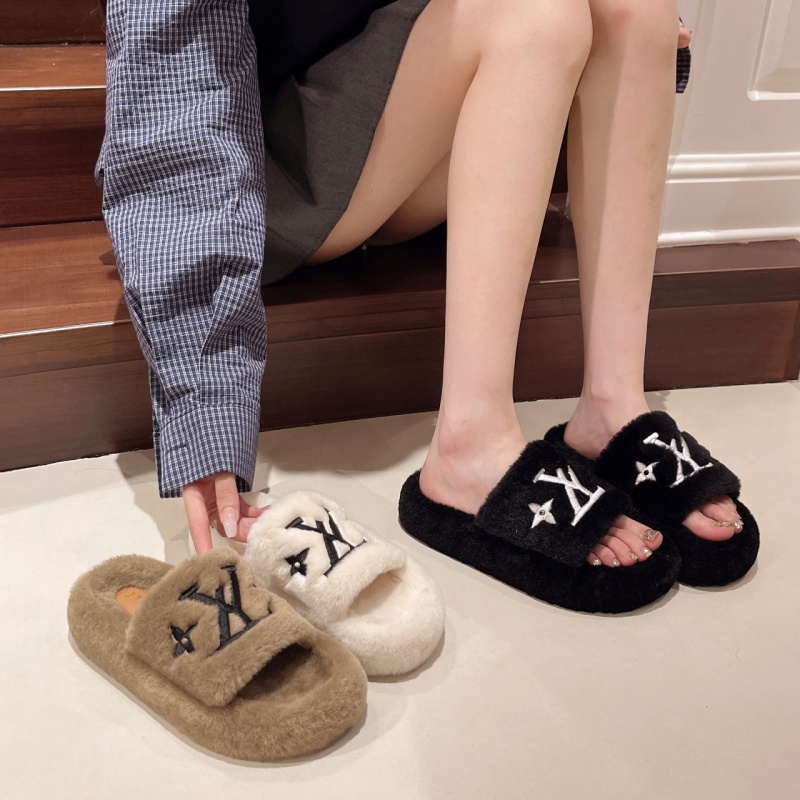 2025 autumn and winter free shipping new designer shoes women's Korean version comfortable cotton slippers white black