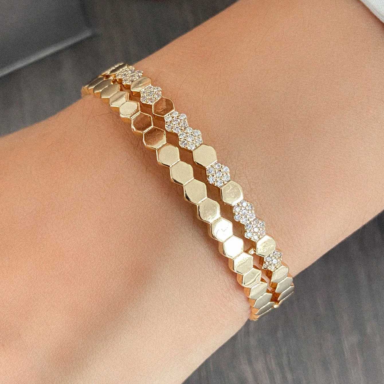 Titanium Steel 18k Gold Plated Bangles for Women Girls Trend Waterproof Jewelry Luxury Sparkling Zircon Cuff Bangle Z250616