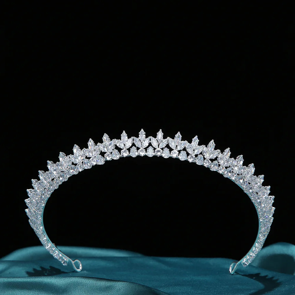Princess Wedding Tiaras Crowns Bridal Headbands CZ Zirconia Bride Crown Headdress Birthday Party Prom Hair Jewelry Headpiece 250603