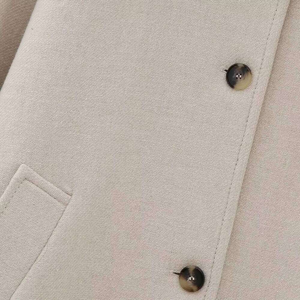 PB&ZA women's 2024 autumn and winter new khaki coat detachable fur collar raglan sleeves single breasted mid length jacket