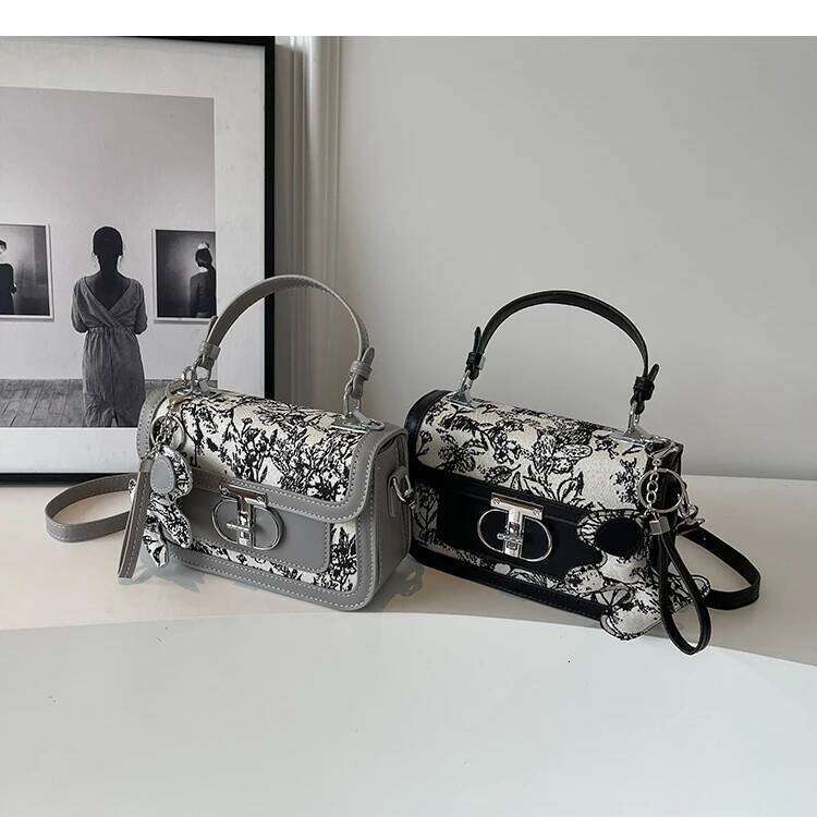 Popular Square Crossbody For Women 2023 New Designer Brand Flower Handbag Black Tote Fashion Shoulder Bag