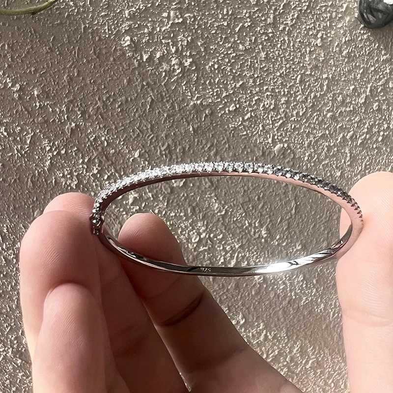 Hot Brand Pure 925 Sterling Silver Jewelry For Women Rose Gold Bangle Diamond Bangle Wedding Jewelry Around Rivet Bangle Jewelry Z250616