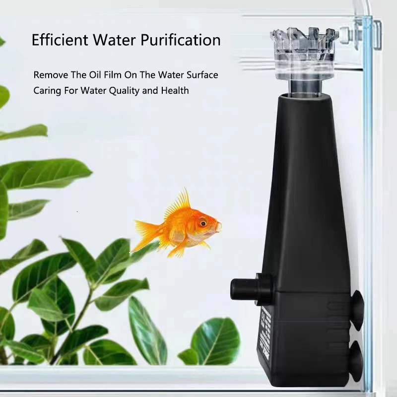 5W Aquarium Surface Oil Skimmer Filter Mute Auto Oil Film Processor Remove Tool for Aquarium Fish Tank Water Filtration 220-240V 250613