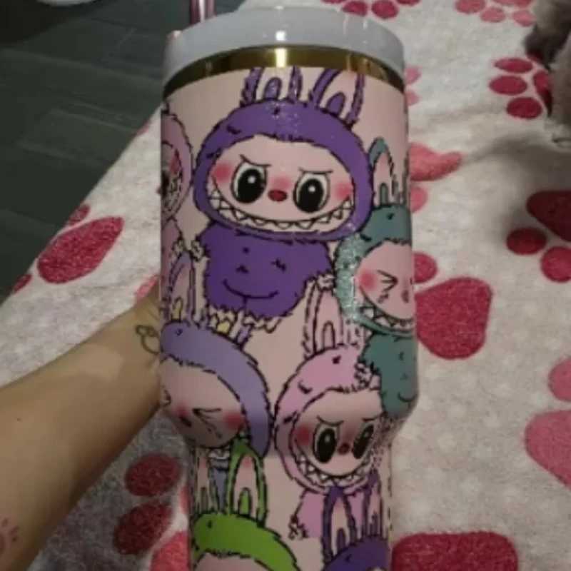 Labubu Peripheral Water Cup 40oz Insulated Cup With Handle 304 Stainless Steel Cartoon Anime Character Kid Birthday Gift XJ250616