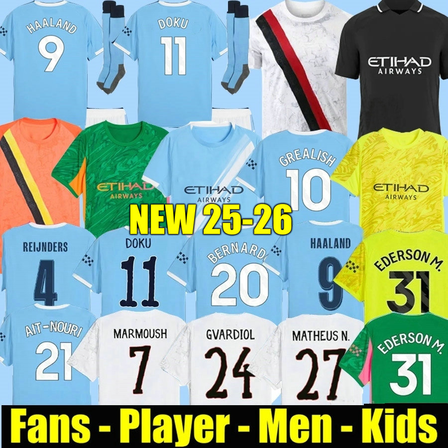 DOKU HAALAND 24 25 26 Fourth Marmoush SOCCER JERSEYS GREALISH DE BRUYNE FODEN 2025 2026 RODRIGO mans Kovacic Matheus N ECHEVERRI football shirt men kids